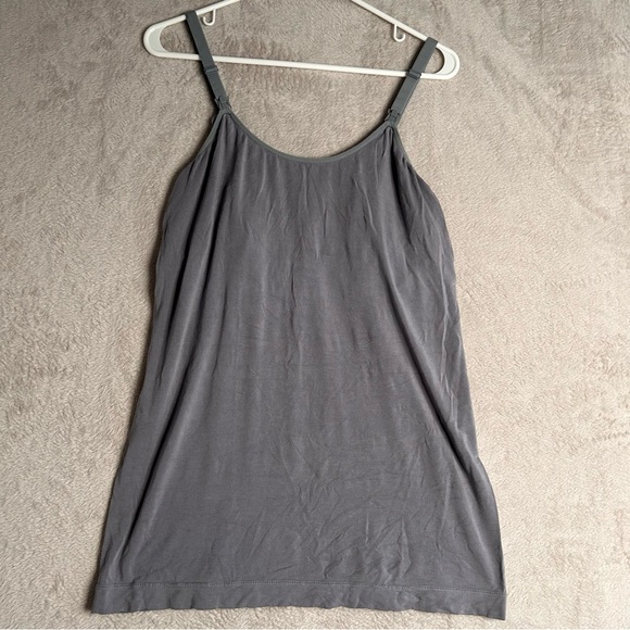 Bamboobies Seamless Nursing Tank Top Women’s XL‎ Pullover Spaghetti Strap Gray - Picture 1 of 4